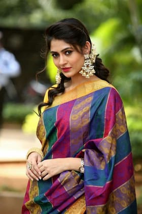 Modern Multi Colored Party Wear Printed Soft Silk Saree