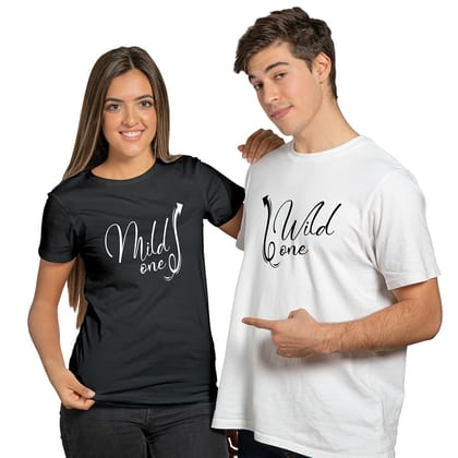 Mild One Wild One - Couple T-Shirts-S / XS / Black
