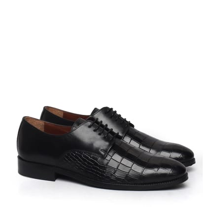 Black Deep Cut Leather Lace-Up Shoes by Brune & Bareskin-40/6