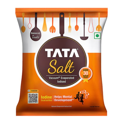 Tata Salt Vacuum Evaporated Iodised Salt - Helps Mental Development, 1 Kg Pouch(Savers Retail)