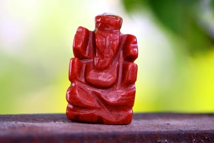 Handcarved Red Jasper Ganesha Idol for Prosperity & Protection | Brahmatells-Medium