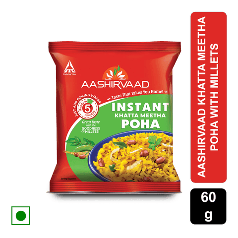 Aashirvaad Instant Khatta Meetha Poha With Millers, 60 gm Pouch