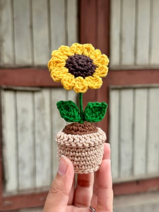 Crochet Sunflower pot