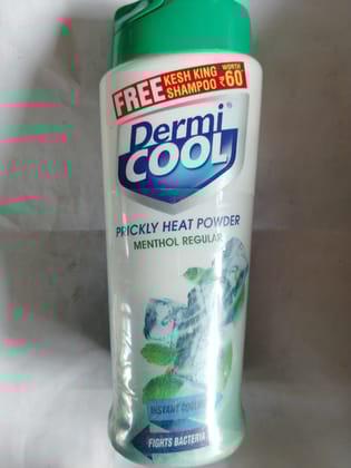 Dermi Cool Menthol regular Instant cooling Prickly heat powder with Free 30ml Kesh king Shampoo  