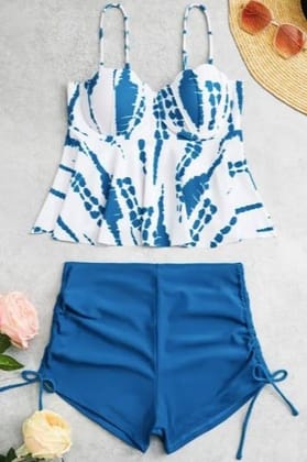 Printed Blue Tankini Blue S