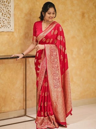 Woven Design Zari Silk Blend Banarasi Saree