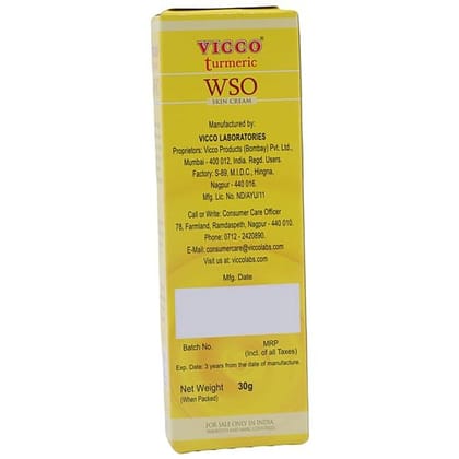 Vicco Skin Cream - Turmeric - Wso (Ayurvedic Medicine), 30 G