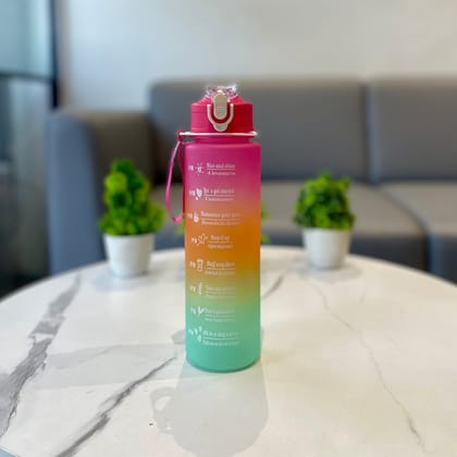 Motivational Multicolor Sipper Water Bottle - 1000 Ml-Pink