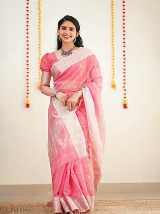 Ethnic Motifs Zari Chanderi Saree