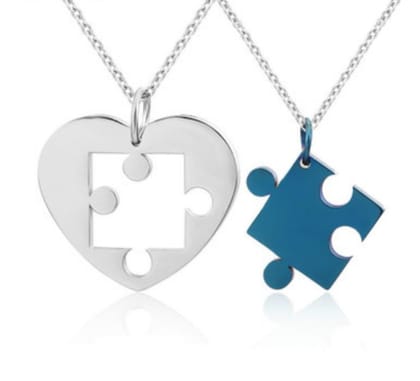 Love Pendant Necklace Couple Jewelry-Blue