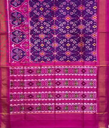 Pochampally Ikkat SIlk Patola Purple Pink Saree