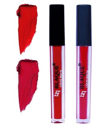 bq BLAQUE Matte Liquid Lipstick Combo Set of 2 Pcs 4ml each, Long Lasting & Waterproof - Red & Dark Pinkish Red