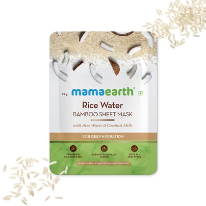 Mamaearth Rice Water Bamboo Sheet Mask with Rice Water & Coconut Milk for Deep Hydration - 25 g-25g
