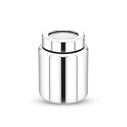 MAXIMA Tecos Stainless Steel Canister - Elegant Circular Design for Tea, Coffee, and Spices | Leak Proof | Airtight Kitchen Storage Container (650ml, SI-2103)