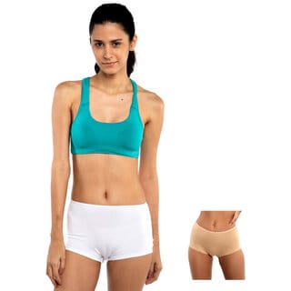 AshleyandAlvis Micro Modal, Anti Bacterial, Skinny Soft, Premium Boyshorts Women Boy Short White, Beige Panty  (Pack Of 2)