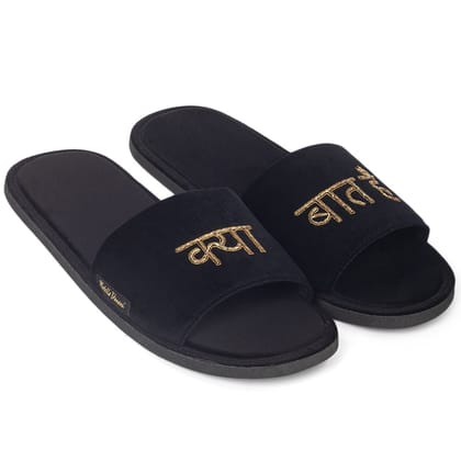 Kya Baat Hai Hindi Domani Slippers (Desi Series)-EU 42 / UK 8 / Black