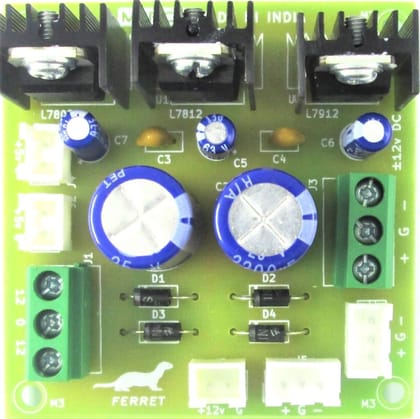 Compact +12v -12v +5v Regulated Low Noise Compact size Power Supply for Audio Applications - Assembled Board  by MYPCB
