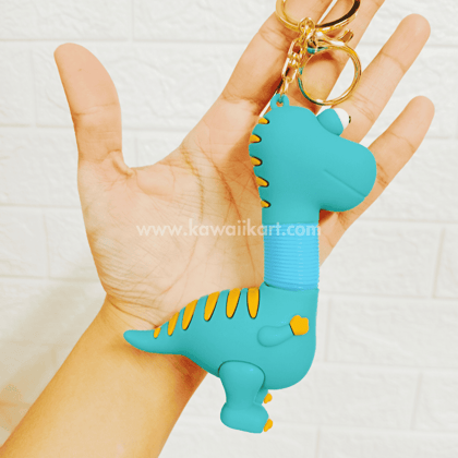 Quirky Dinosaur Stretchable Neck Keychain - Blue - Single Piece