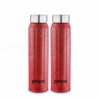 PEXPO Stainless Steel Fridge Water Bottle, 700ml, Red | Eco-Friendly Water Bottle Suitable For Adults & Kids (Pack of 2)