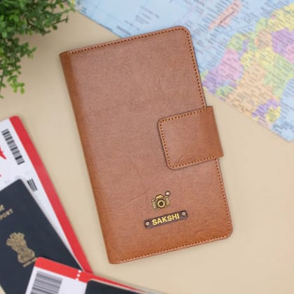 PERSONALISED FAMILY PASSPORT COVER - TAN-Tan