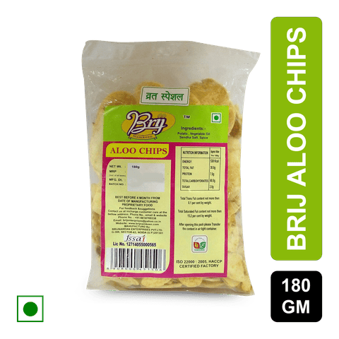 Brij Aloo Chips, 180 gm Pack