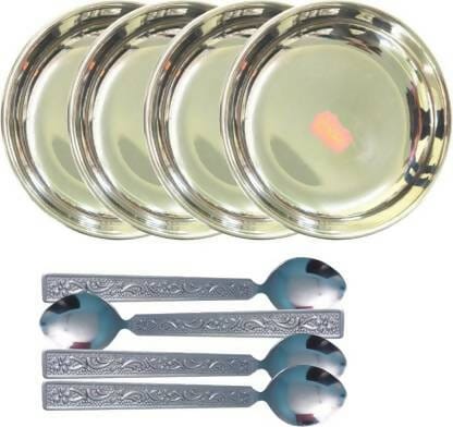 SHINI LIFESTYLE Halwa Dish Plates With Spoon Set (Pack of 8)