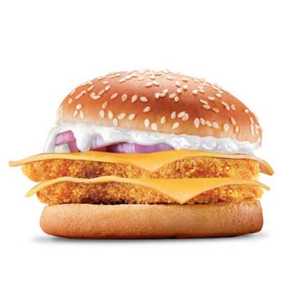 Crispy Chicken Double Patty Burger With Double Cheese Slice