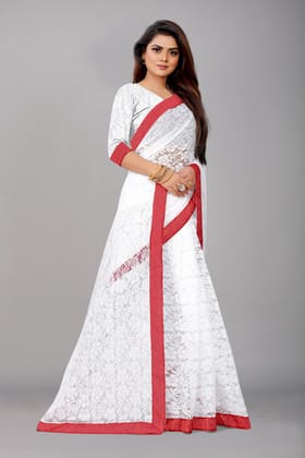 ANSH Womens Net Floral Print Saree length (5.5m) & Blouse Piece Size (0.8m) (Multicolor)