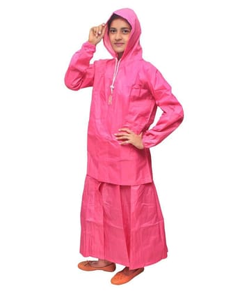 Goodluck Nylon Raincoat Set - Pink - XL