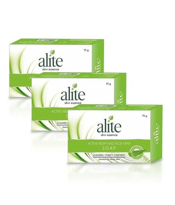 Alite Neem & Aloe Vera Soap Pimple Fighting Soap for Soft & Glowing Skin 75g ( Pack of 3 )