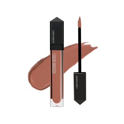 Love Earth Liquid Mousse Lipstick - Espresso Martini Matte Finish | Lightweight, Non-Sticky, Non-Drying,Transferproof, Waterproof | Lasts Up to 12 hours with Vitamin E and Jojoba Oil - 6ml