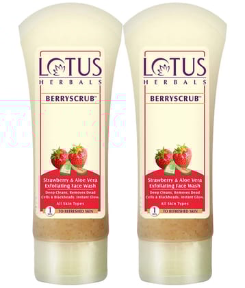 Lotus Herbals Berryscrub Strawberry & Aloe Vera Pack of 2