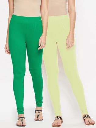 Women Pack Of 2 Solid Churidar-Length Leggings