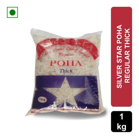 Silver Star Poha - Regular Thick, 1 kg Pouch
