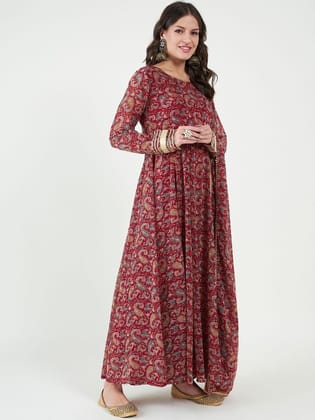 Ethnic Motifs Printed Gotta Patti Georgette Anarkali Kurta