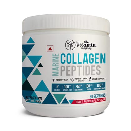 The Vitamin Company Marine Collagen Powder with Glutathione, Biotin, Vitamin C & E, 250g - Peptides for Better Skin, Hair, Nails Bone & Joint Support for Women and Men