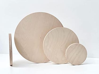 Whittlewud Baltic Birch Plywood Sheet, Blank Circle Craft Wood Sheet, Pack of 3 B/BB Grade Baltic Birch Sheets, Perfect for Laser, CNC Cutting and Wood Burning. Available in Multiple Sizes & Thic