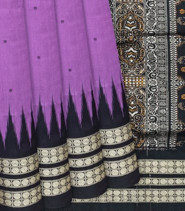 Lavender Handloom Orissa Silk Saree With Black Border-Lavander-Lavander