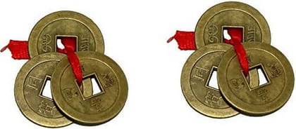 Vastu Feng Shui 2 Set of 3 Wealth Coins Showpiece Size