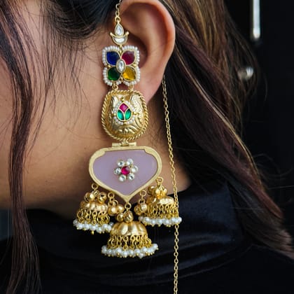 Nayaab Fusion Anu earrings-Pink