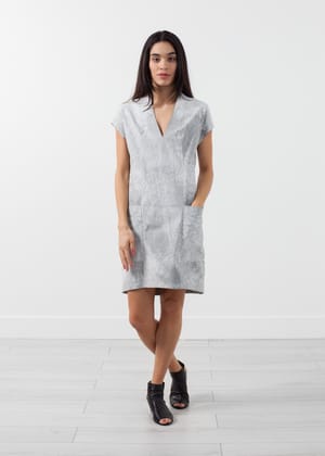 Polygon Leather Dress-X Small / Cloud Mist
