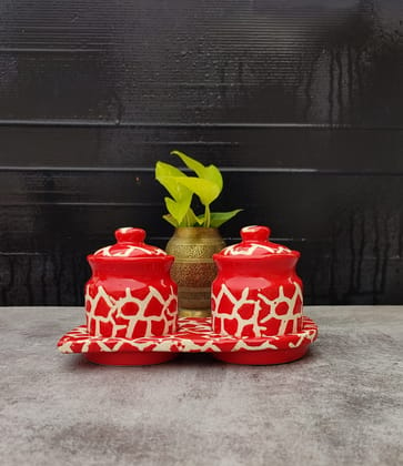 Clay Karma Ceramic Pickle Jar- Red