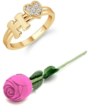 Valentine Initial  H  Letter with heart ring alphabet for women and Girls - None