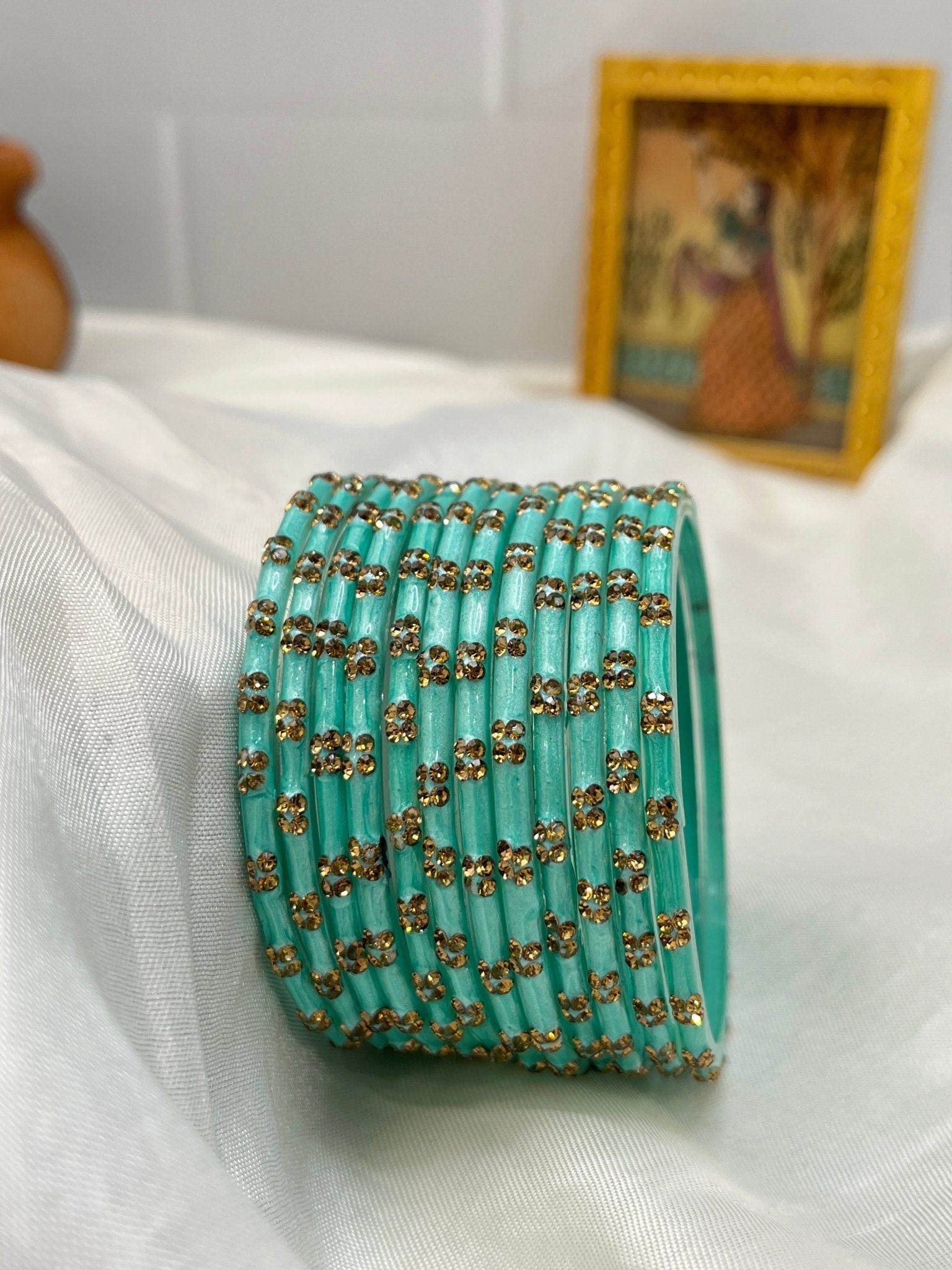 Glass Bangle Design - Sita - Make your own box-Light peacock blue / 2.4