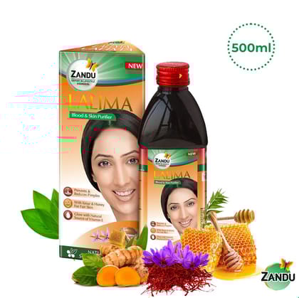 Zandu Lalima Syrup | Scientifically Proven Blood Purifier Syrup for Glowing, Acne & Pimple Free Face (500ml)