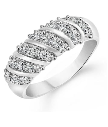 Vighnaharta Alloy Silver Plating Cubiz Zirconia Studded Silver Coloured Ring - 8