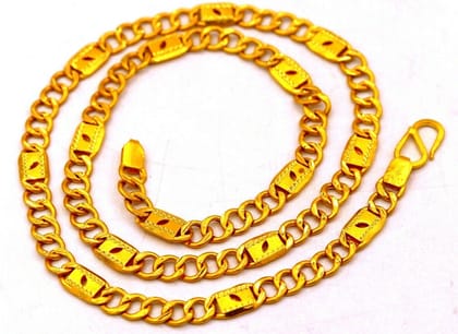 22kt yellow gold handmade fabulous link chain unisex stylish modern jewelry necklace from rajasthan india