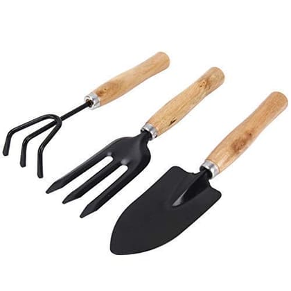 SmartCam Gardening Tools kit Hand Cultivator, Small Trowel, Garden Fork (Set of 3)