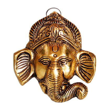 Adorn World Golden Metal Lord Ganesh Wall Hangings | Sculpture Lord Ganesh | Wall Decor and Hangings | Ganpati Decoration Items | | Home & Office Decoration (Pack of 1)