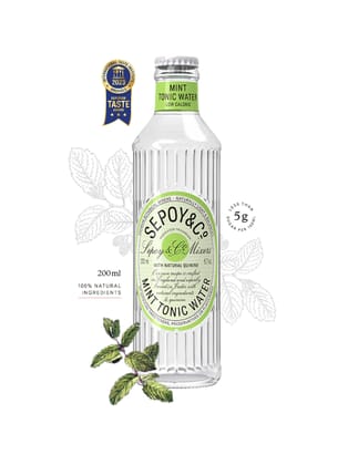 Sepoy & Co. Mint Tonic Water, 200 ml - Pack of 12| Premium Mojito Mixer| Low Calorie | Aerated Flavoured Drink | 100% Natural Ingredients